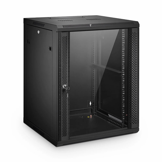 FyberOptix 15U GW600-Series 19" 4-Post Wall Mount Cabinet with Glass Front Door