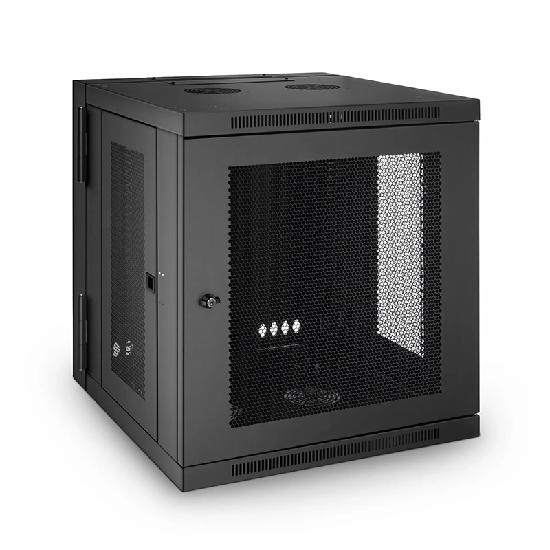 FyberOptix 12U GV600-Series 19" 4-Rails Wall Mount Cabinet with Vented Front Door, Hinged Back