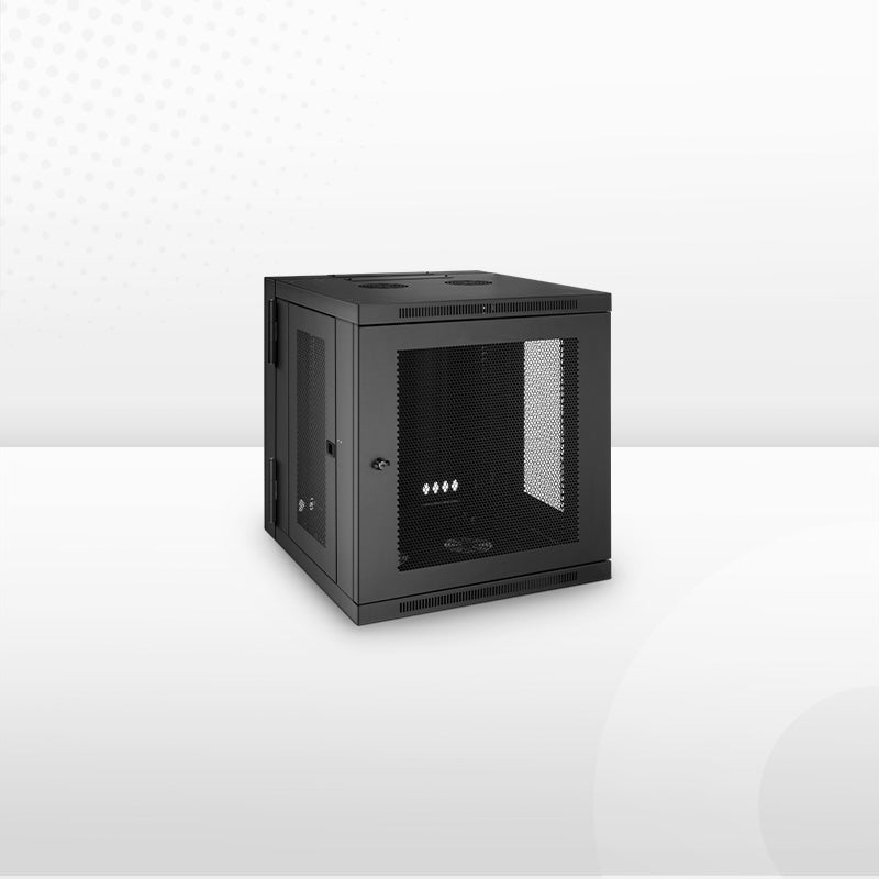 FyberOptix 12U GV600-Series 19" 4-Rails Wall Mount Cabinet with Vented Front Door, Hinged Back