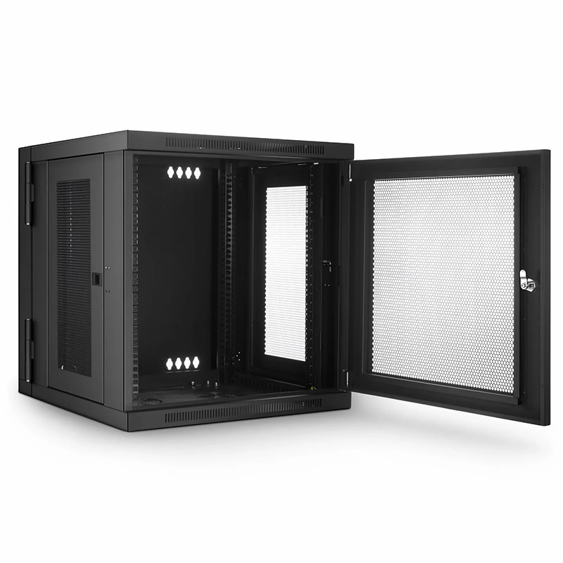 FyberOptix 12U GV600-Series 19" 4-Rails Wall Mount Cabinet with Vented Front Door, Hinged Back