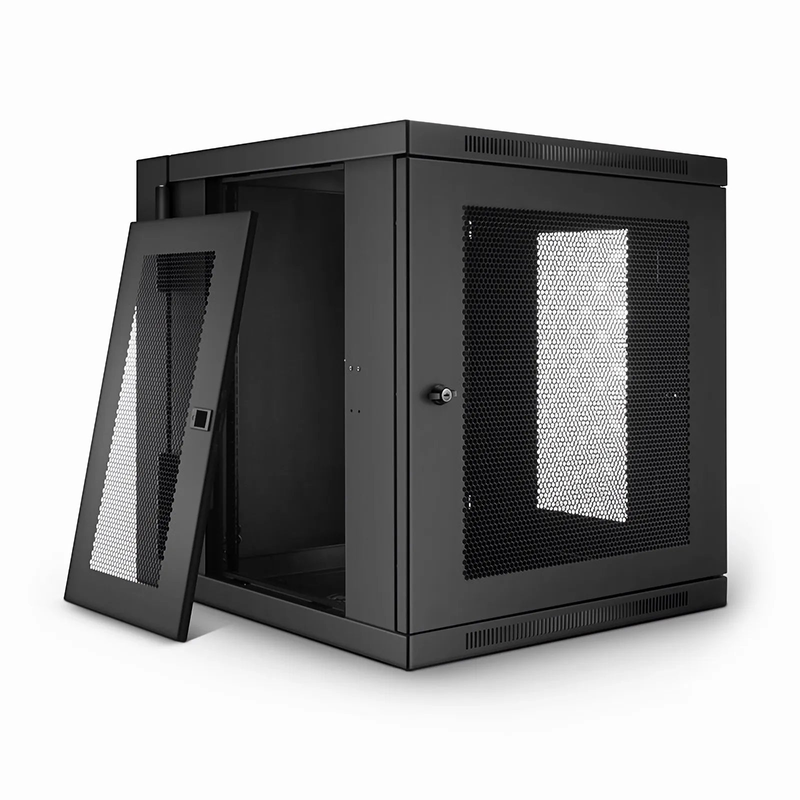 FyberOptix 12U GV600-Series 19" 4-Rails Wall Mount Cabinet with Vented Front Door, Hinged Back