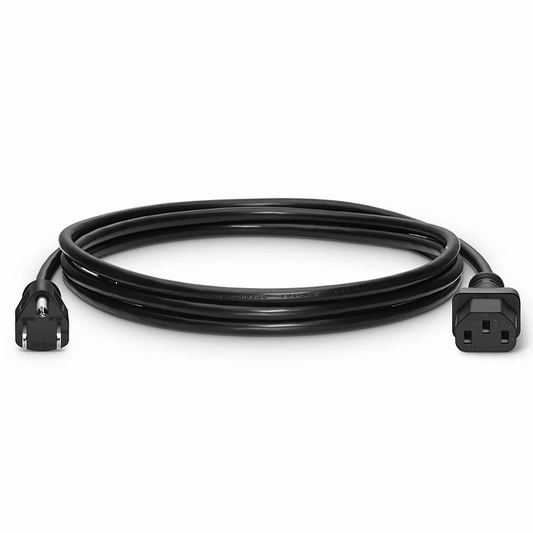 FyberOptix 15ft (4.6m) NEMA 5-15P to IEC60320 C13 16AWG 125V/10A Power Cord, Black