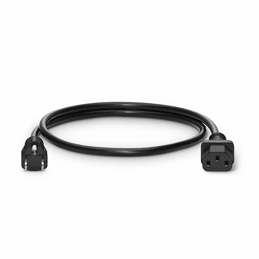 FyberOptix 1ft (0.3m) NEMA 5-15P to IEC60320 C13 18AWG 125V/10A Power Cord, Black