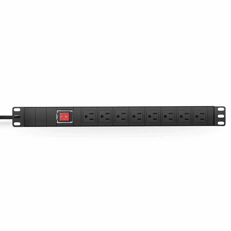 FyberOptix 1.88kW Single-Phase 15A/125V Basic Rack PDU, 8 x NEMA 5-15R Outlets, NEMA 5-15P Plug, 6.6ft Cord, 1U Rack-Mount