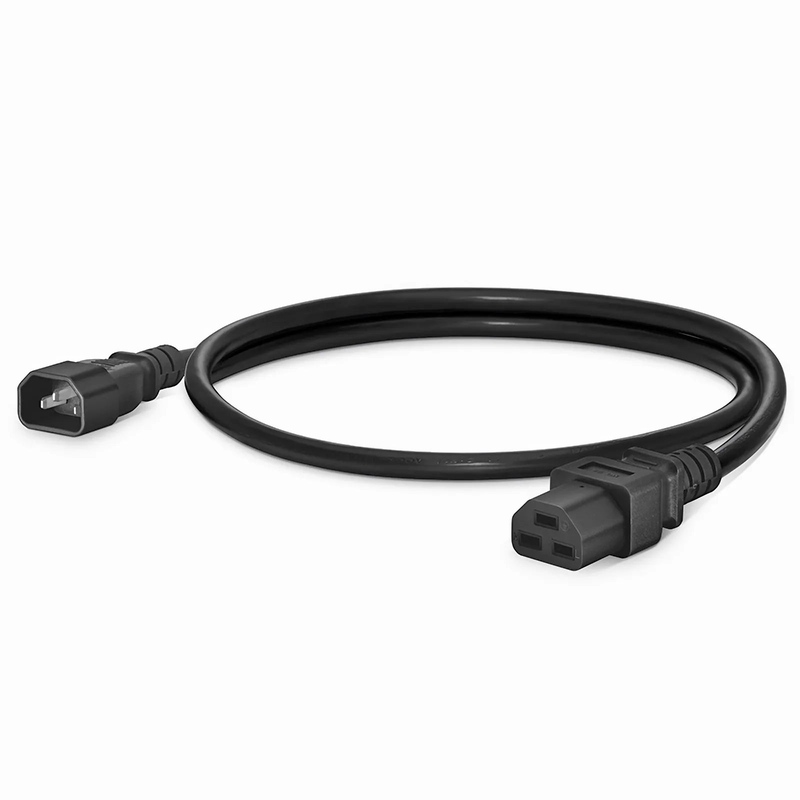 FyberOptix 3ft (0.9m) IEC60320 C14 to IEC60320 C21 Heavy-Duty 14AWG 250V/15A Power Cord, Black