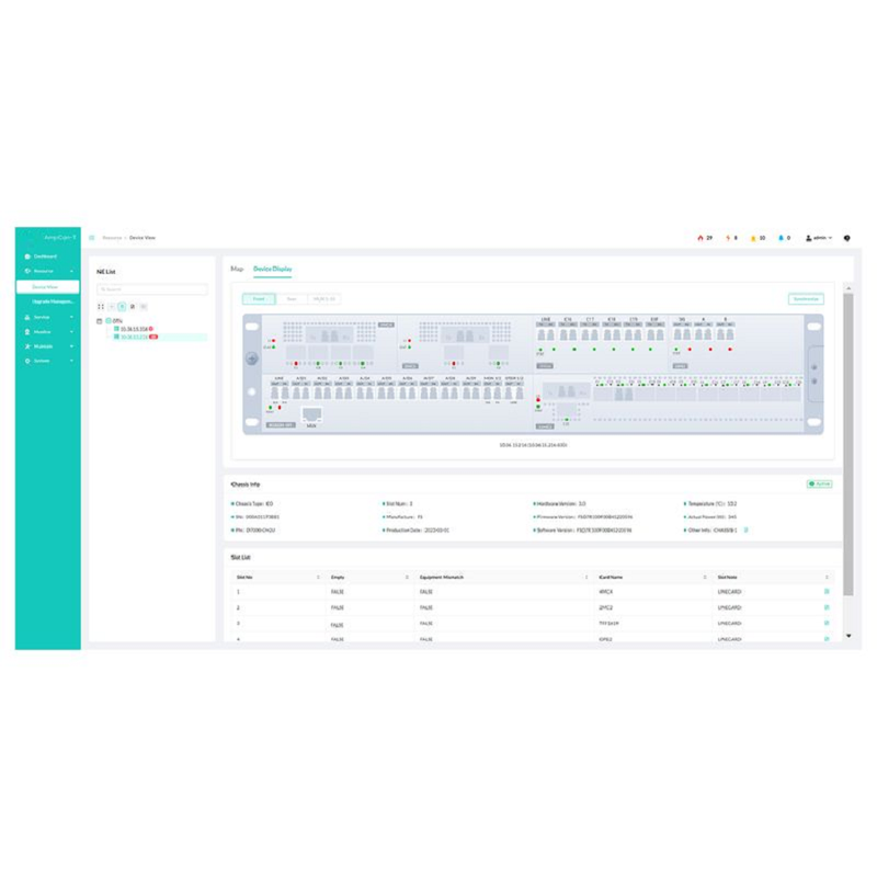 FyberOptix AmpCon-T Management System for FS OTN/WDM Devices, Includes Visual Monitoring, Centralized Management and Intelligent Analysis