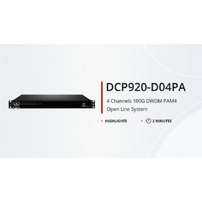 FyberOptix DCP920-D04PA, 4 Channel 100G DWDM PAM4 Active Multiplexer, C45-C60, 4 x 100G QSFP28, Single Fiber, Side-A, Built-in 100G PAM4 Module, 1U Rack Mount, 0-80km, Support AmpCon-T/Web Network Management