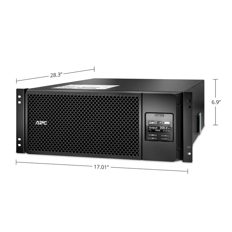 FyberOptix APC Smart-UPS On-line, 6kVA/6kW, 208V, 2 x L6-20R & 3 x L6-30R NEMA Outlets, Network Card & SmartSlot, 2 Replaceable Battery Modules Included, Rack 4U/Tower Convertible