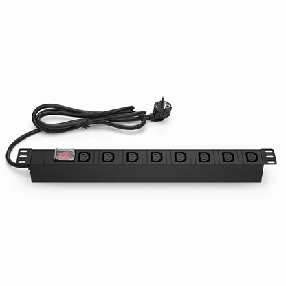 FyberOptix 1.8kW Single-Phase 16A/250V Basic Rack PDU, 8 x C13 Outlets, CEE7 Plug, 6.6ft Cord, 1U Rack-Mount