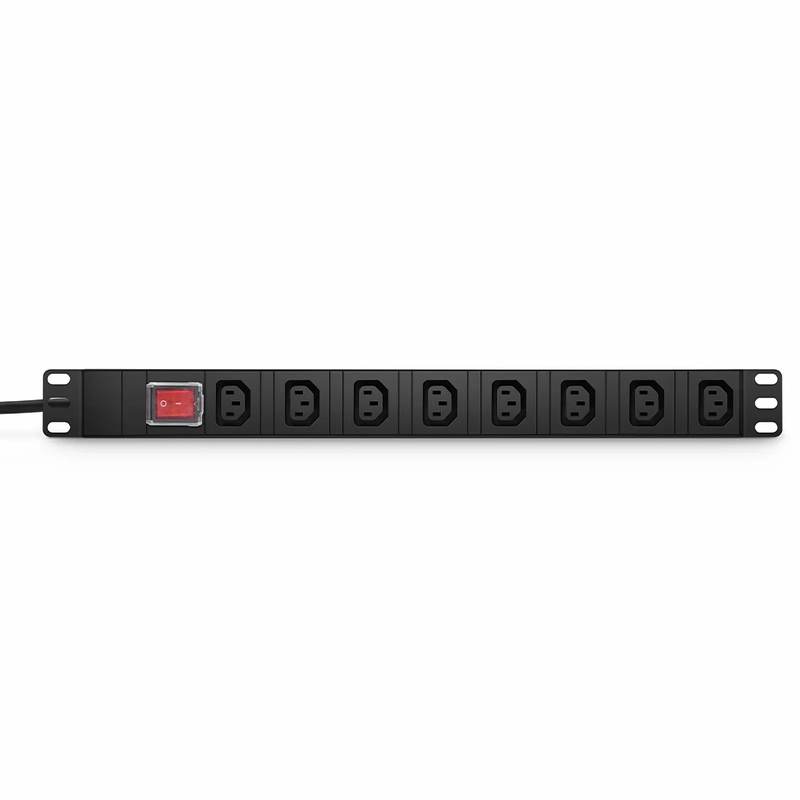 FyberOptix 1.8kW Single-Phase 16A/250V Basic Rack PDU, 8 x C13 Outlets, CEE7 Plug, 6.6ft Cord, 1U Rack-Mount