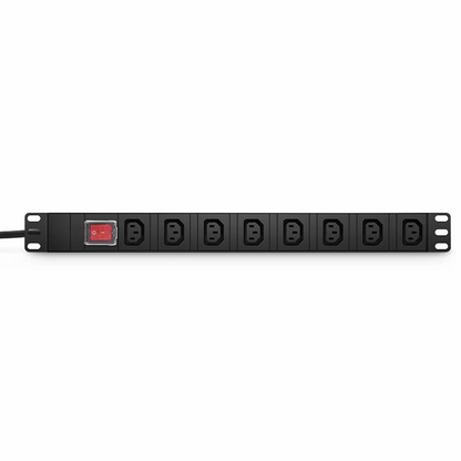 FyberOptix 1.8kW Single-Phase 16A/250V Basic Rack PDU, 8 x C13 Outlets, CEE7 Plug, 6.6ft Cord, 1U Rack-Mount