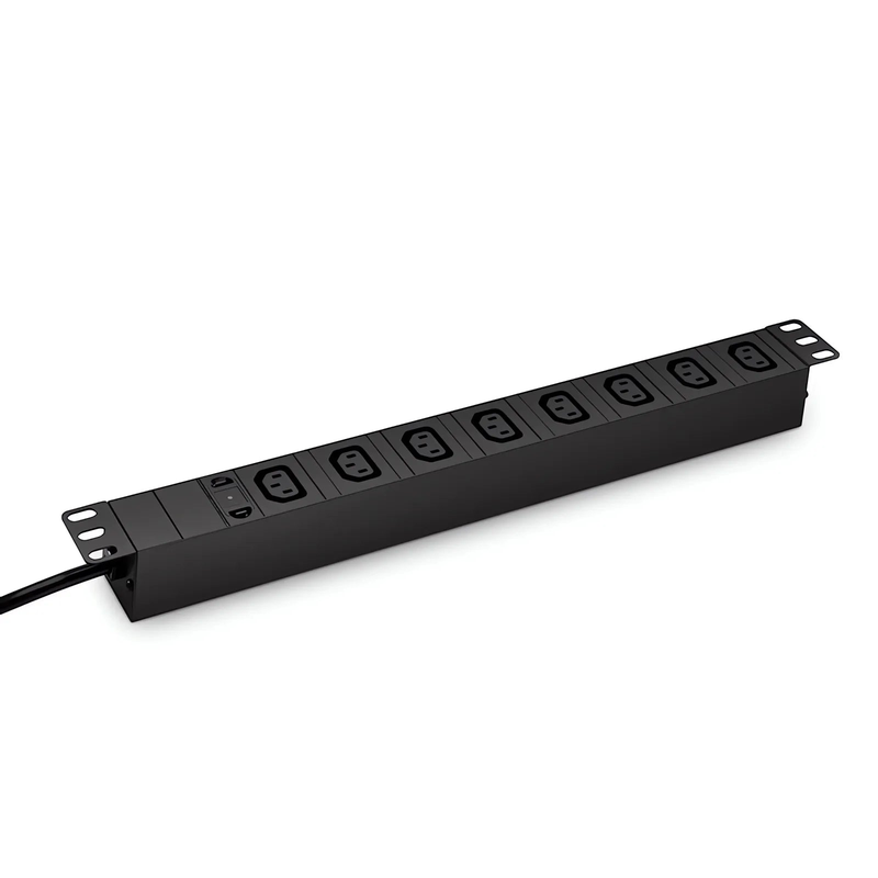 FyberOptix 1.20kW Single-Phase 10A/120V Basic Rack PDU, 8 x C13 Outlets, IEC320 C14 Plug, 10ft Cord, 1U Rack-Mount