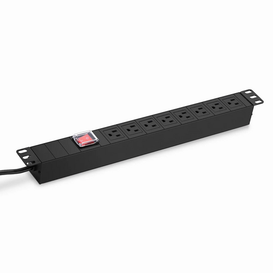 FyberOptix 1.88kW Single-Phase 15A/125V Basic Rack PDU, 8 x NEMA 5-15R Outlets, NEMA 5-15P Plug, 6.6ft Cord, 1U Rack-Mount