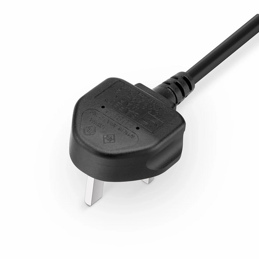 FyberOptix 6ft (1.8m) BS 1363 to IEC60320 C19 3 x 1.5mmÂ² 250V/13A Power Cord, Black