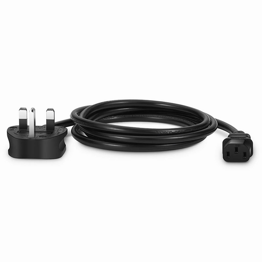 FyberOptix 6ft (1.8m) BS 1363 to IEC60320 C13 3 x 0.75mmÂ² 250V/10A Power Cord, Black