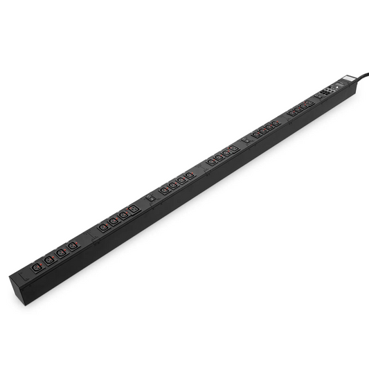 FyberOptix 23kW 3-Phase 32A/415V Switched Rack PDU, 21 x C13 & 3 x C19 Outlets, IEC309 32A 3P+N+PE Plug, 10ft Cord, 0U Vertical