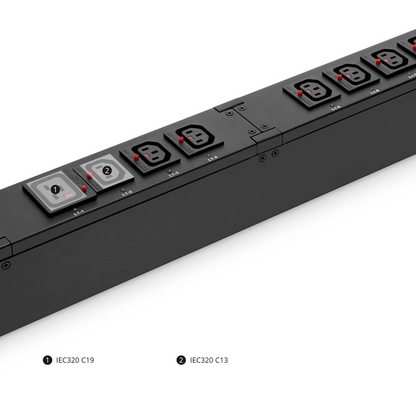 FyberOptix 23kW 3-Phase 32A/415V Switched Rack PDU, 21 x C13 & 3 x C19 Outlets, IEC309 32A 3P+N+PE Plug, 10ft Cord, 0U Vertical