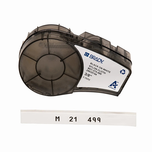 FyberOptix 0.375in.W x 192in.L Collapse Nylon Labels with Ribbon for M210 and M211 Printers, Black on White