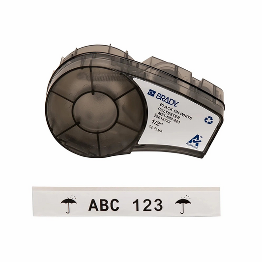 FyberOptix 0.5in.Wx 252in.L Panel Labels with Ribbon for M210 and M211 Printers, Black on White