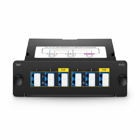 FyberOptix FHDâ„¢ Demux LC TAP Cassette, OS2 Single Mode, 2 x LC Duplex Live Ports, 4 x LC Duplex TAP Ports, 50/50 Split Ratio (Live/TAP), 1/10/40/100G