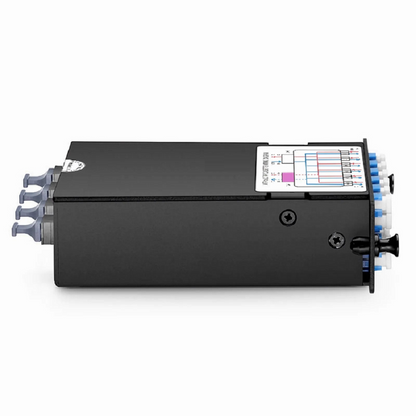 FyberOptix FHDA MTP®-LC TAP Cassette, OS2 Single Mode, 4 x LC Duplex Live Ports, MTP®-8 Male Live Port, MTP®-8 Male TAP Port, 50/50 Split Ratio (Live/TAP), 10/40/100G
