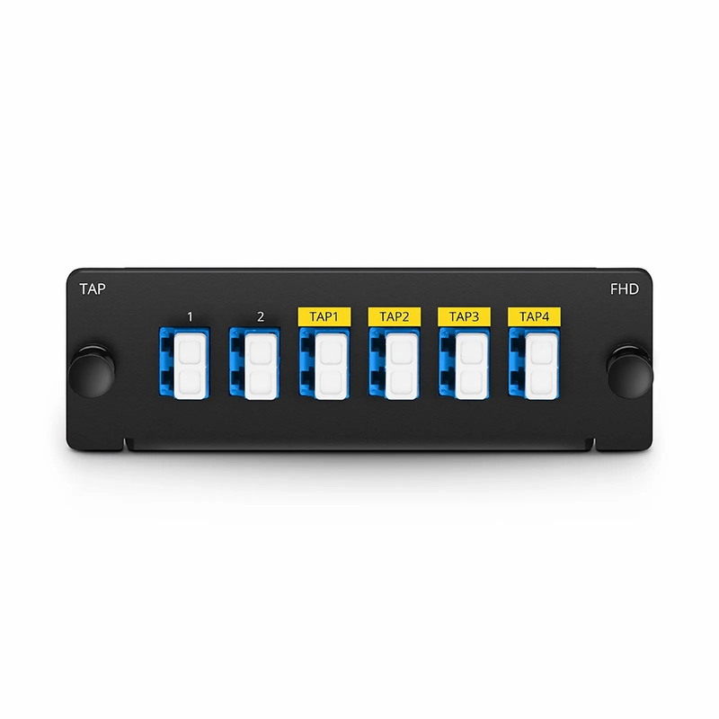 FyberOptix FHDA Demux LC TAP Cassette, OS2 Single Mode, 2 x LC Duplex Live Ports, 4 x LC Duplex TAP Ports, 50/50 Split Ratio (Live/TAP), 1/10/40/100G