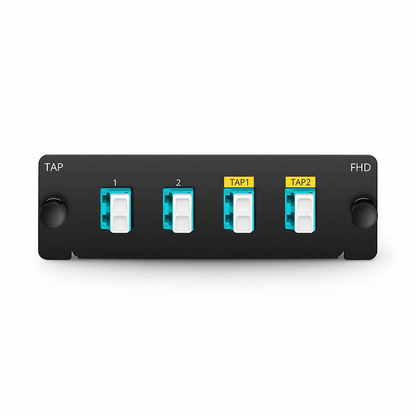 FyberOptix FHDA BIDI LC TAP Cassette, OM4 Multimode, 2 x LC Duplex Live Ports, 2 x LC Duplex TAP Ports, 50/50 Split Ratio (Live/TAP), 40G