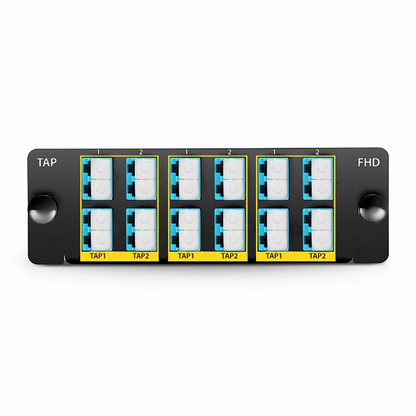 FyberOptix FHDA BIDI LC TAP Cassette, OM4 Multimode, 6 x LC Duplex Live Ports, 6 x LC Duplex TAP Ports, 50/50 Split Ratio (Live/TAP), 40G