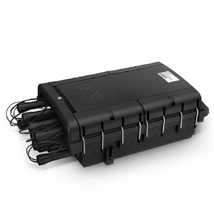 FyberOptix Universal Pre-Terminated Hub Box for Quick ODN, 1 Uncut Port, 8 SC/APC Adapters, Mechanical Seal, Supports 1:2/1:4/1:8 Mini Splitters, PP+GF, IP65, Wall/Pole/Aerial Mount, Indoor/Outdoor