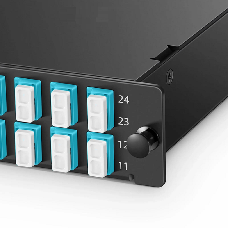FyberOptix FHDâ„¢ MTPÂ®-LC Cassette, OM5 Multimode, Type AF, 24 Fibers, 2 x MTPÂ®-12 (Male) to 12 x LC Duplex, 0.35dB Max.