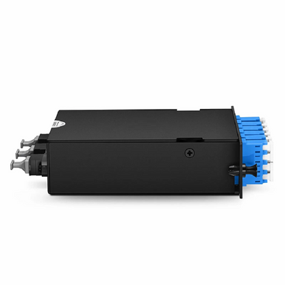 FyberOptix FHDA MTP®-LC Cassette, OS2 Single Mode, Universal, 24 Fibers, 3 x MTP®-8 (Male) to 6 x LC Quad (Blue), 0.35dB Max.