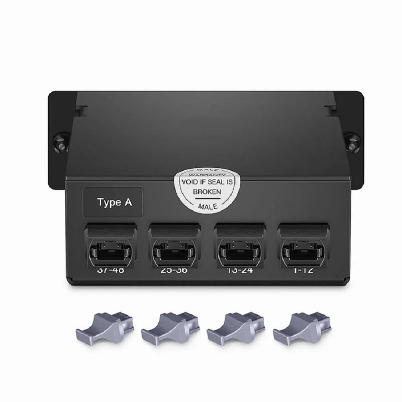 FyberOptix FHDâ„¢ MTPÂ®-LC Cassette, OS2 Single Mode, Universal, 24 Fibers, 3 x MTPÂ®-8 (Male) to 12 x Shuttered LC Duplex (Blue), 0.35dB Max.