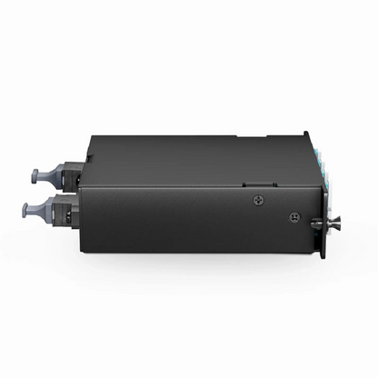 FyberOptix FHDA MTP®-LC Cassette, OM4 Multimode, Universal, 16 Fibers, 2 x MTP®-8 (Male) to 8 x LC Duplex (Aqua), 0.35dB Max.