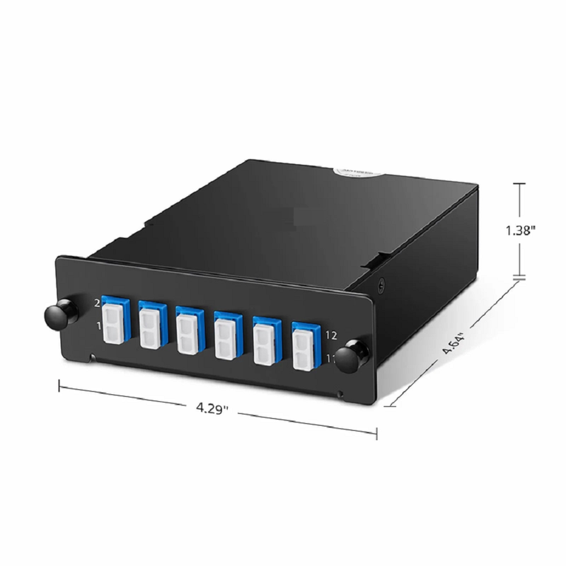 FyberOptix FHDâ„¢ MTPÂ®-LC Cassette, OS2 Single Mode, Type AF, 12 Fibers, MTPÂ®-12 (Male) to 6 x LC Duplex (Blue), 0.35dB Max.