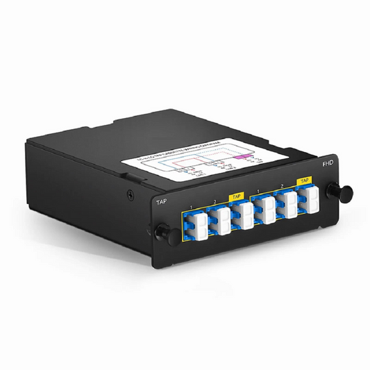 FyberOptix FHDâ„¢ LC TAP Cassette, OM4 Multimode, 2 x LC Duplex Live Ports, LC Duplex TAP Port, 50/50 Split Ratio (Live/TAP), 1/10/40/100G