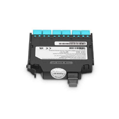 FyberOptix FHXA MTP®-LC Cassette, OM4 Multimode, Type A, 12 Fibers, MTP®-12 (Male) to 6 x Shuttered LC Duplex (Aqua), 0.35dB Max.