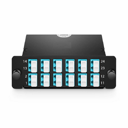 FyberOptix FHDA MTP®-LC Cassette, OS2 Single Mode, Type A, 24 Fibers, MTP®-24 (Male) to 12 x LC Duplex (Blue), 0.35dB Max.
