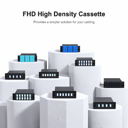 FyberOptix FHDA MTP®-LC Cassette, OM4 Multimode, Type AF, 12 Fibers, MTP®-12 (Male) to 6 x LC Duplex (Aqua), 0.35dB Max.