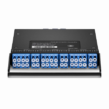 FyberOptix FHZA MTP®-LC Cassette, OS2 Singlemode, Universal, 36 Fibers, 3 x MTP®-12 (Male) to 6 x LC Duplex and 6 x LC Quad (Blue), 0.35dB Max.