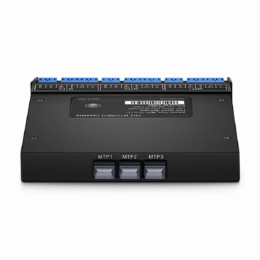 FyberOptix FHZâ„¢ MTPÂ®-LC Cassette, OS2 Singlemode, Universal, 36 Fibers, 3 x MTPÂ®-12 (Male) to 6 x LC Duplex and 6 x LC Quad (Blue), 0.35dB Max.
