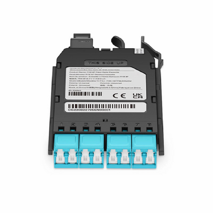 FyberOptix FHXA MTP®-LC Cassette, OS2 Single Mode, Universal, 8 Fibers, MTP®-8 (Male) to 4 x Shuttered LC Duplex (Blue), 0.35dB Max.