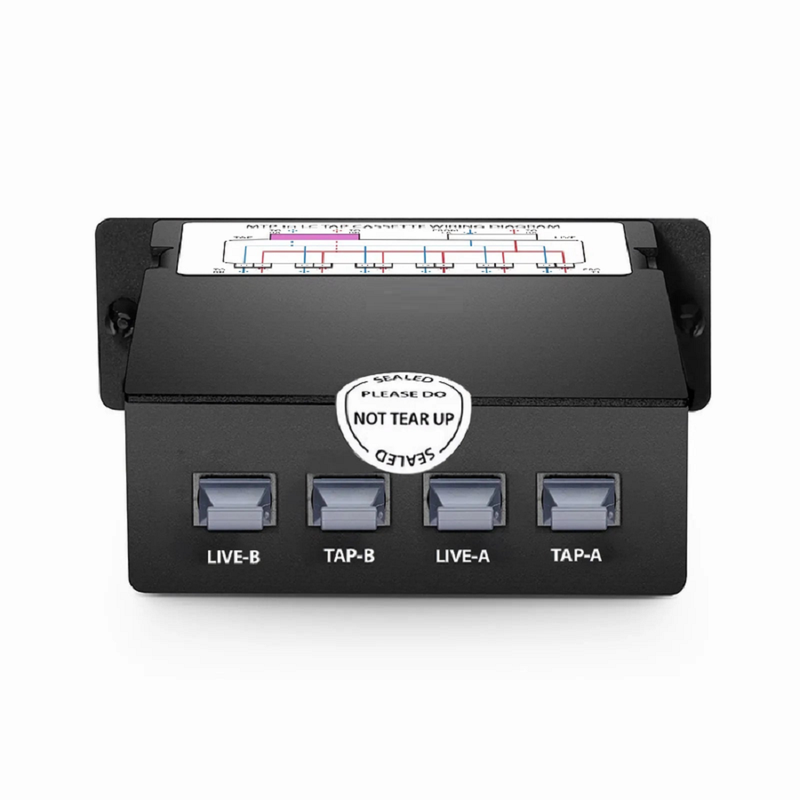 FyberOptix FHDâ„¢ MTPÂ®-LC TAP Cassette, OS2 Single Mode, 12 x LC Duplex Live Ports, 2 x MTPÂ®-12 Male Live Ports, 2 x MTPÂ®-12 Male TAP Ports, 70/30 Split Ratio (Live/TAP), 10/40/100G