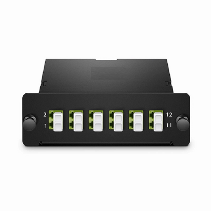 FyberOptix FHDA MTP®-MDC Cassette, OS2 Single Mode, Type A, 48 Fibers, 4 x MTP®-12 (Male) to 8 x MDC 3-Port Duplex (Blue), 0.35dB Max.