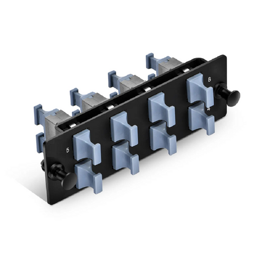 FyberOptix FHDâ„¢ Fiber Adapter Panel, OM3/OM4, 8 x MTPÂ®-8/12/24 Key Up to Key Up (Charcoal Gray) Adapter, Type B