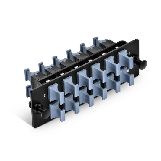 FyberOptix FHDâ„¢ Fiber Adapter Panel, 12 Fibers OM4 Multimode, 6 x SC UPC Duplex (Aqua) Adapter, Ceramic Sleeve