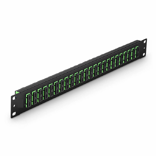FyberOptix FHUâ„¢ 1U 19'' Fiber Adapter Panel, 48 Fibers OS2 Single Mode, 24 x SC APC Duplex (Green) Adapter, Ceramic Sleeve