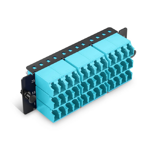 FyberOptix FHDâ„¢ Fiber Adapter Panel, 36 Fibers OS2 Single Mode, 18 x Shuttered LC UPC Duplex (Blue) Adapter, Ceramic Sleeve