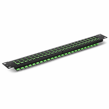 FyberOptix FHUA 1U 19'' Fiber Adapter Panel, 48 Fibers OS2 Single Mode, 24 x SC APC Duplex (Green) Adapter, Ceramic Sleeve