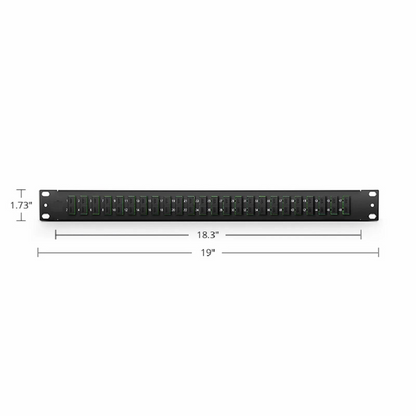 FyberOptix FHUA 1U 19'' Fiber Adapter Panel, 48 Fibers OS2 Single Mode, 24 x SC APC Duplex (Green) Adapter, Ceramic Sleeve