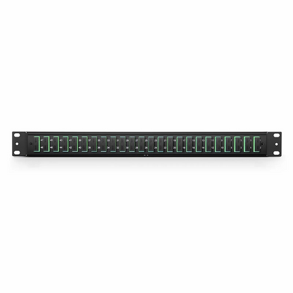 FyberOptix FHUA 1U 19'' Fiber Adapter Panel, 48 Fibers OS2 Single Mode, 24 x SC APC Duplex (Green) Adapter, Ceramic Sleeve